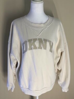 DKNY Cream Crewneck Sweatshirt with Logo